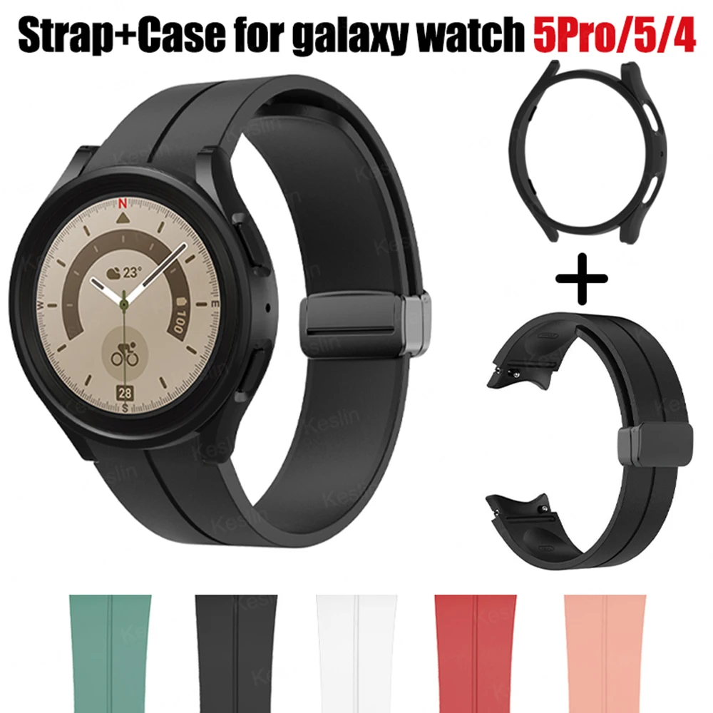 Top Trends: Silicone Strap+ Case For Samsung Galaxy Watch 5 Pro 45mm Magnetic Band PC Case For Galaxy Watch 5 40mm 44mm Watch 4 40 / 44mm Cover Shoppable Styles