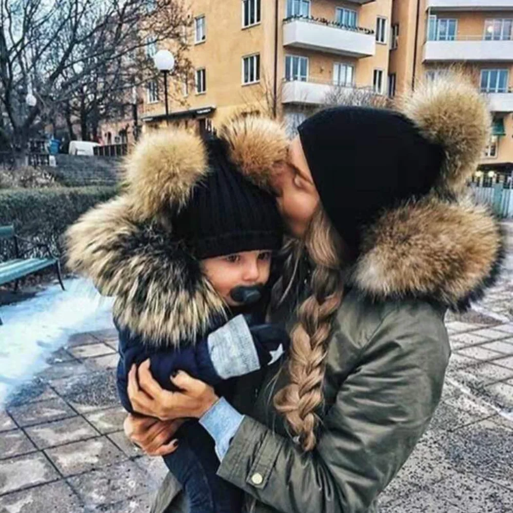 Top Trends: Children's Winter Warm Knitted Beanie Hat For Girls Double Pompom Baby Hats Solid Warm Cute Furry Balls Bonnet Cap Kids Gifts Shoppable Styles - Image 2