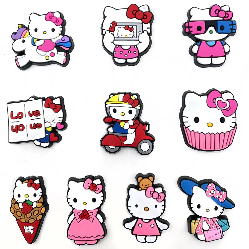 Top Trends: Single Sale 1pcs Hello Kitty Cartoon Croc Charms PVC Souvenir Shoe Buckle Wholesale Accessories Decorations Girls X-mas Gifts Shoppable Styles