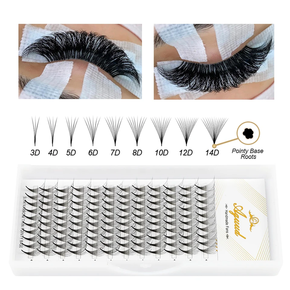 Top Trends: AGUUD Sharp Narrow Thin Pointy Base Premade Fans Lashes 5D 6D 8D 10D 12D 14D Middle Stem Premade Volume Fans Eyelash Extensions Shoppable Styles