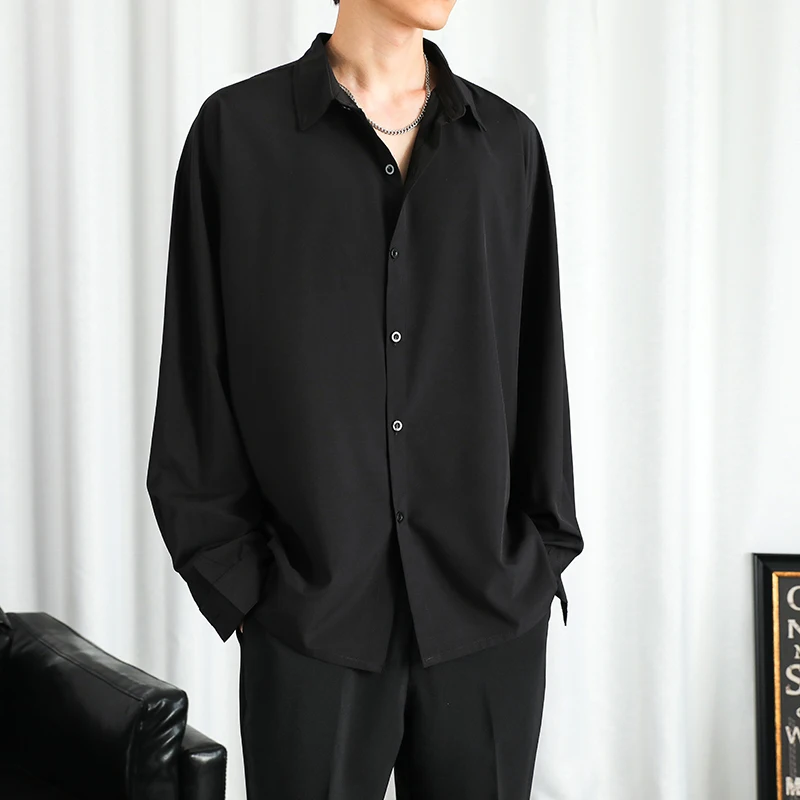 Top Trends: Solid Shirt Men Black Long Sleeved Shirts Men Korean Comfortable Blouses Casual Loose Classic Single Breasted Shirt Shoppable Styles