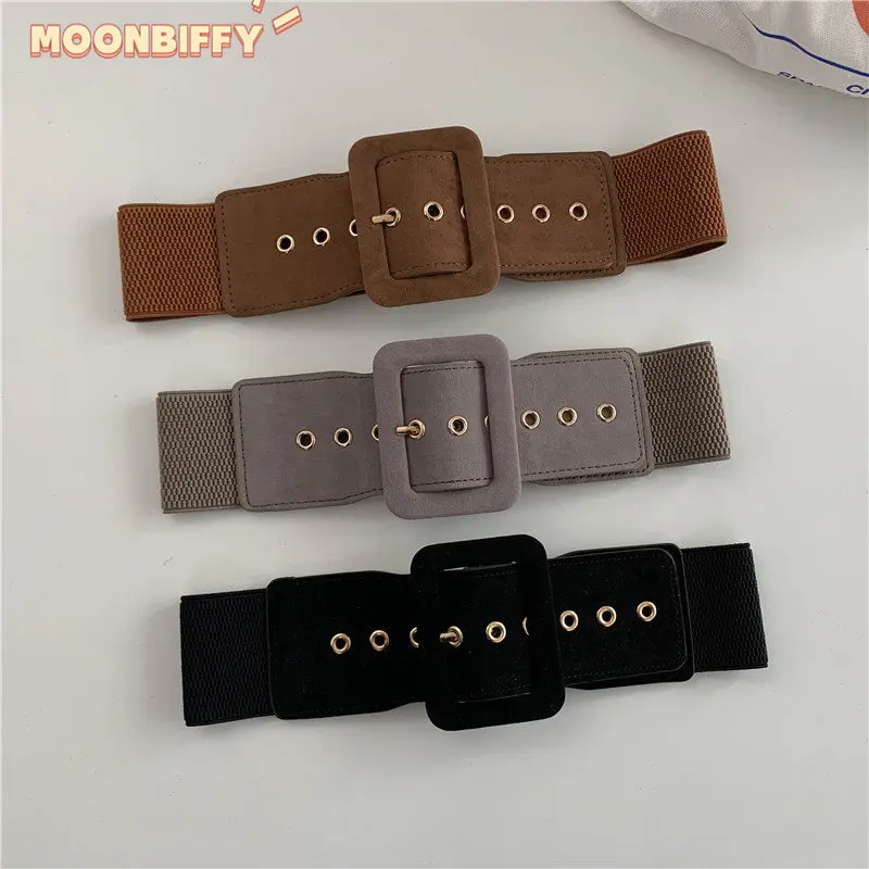 Top Trends: Suede Belts For Womens Belt Elastic Lady Clothes Korean Style Buckle Elastic Wide Belt All-match Clothes Decor 2022 Shoppable Styles