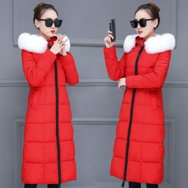 Top Trends: Fashion Winter Womens Cold Coat Long Fur Collar Hooded Padded Jacket Super Hot Snow Outercoat Slim Fit Keep Warm Cheap Wholesale Shoppable Styles - Image 5