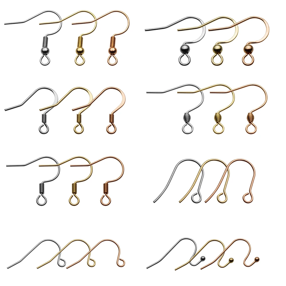 Top Trends: 50pcs / lots Stainless Steel Hypoallergenic Earring Hooks Gold Color Earring Clasp Wire Diy Jewelry Making Findings Accessories Shoppable Styles