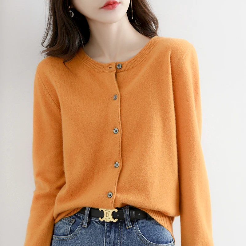 Top Trends: Off-Season Clearance Knitted Cardigan Women's Fine Lmitation Wool Spring And Autumn Short Round Neck Sweater Loose Coat Shoppable Styles