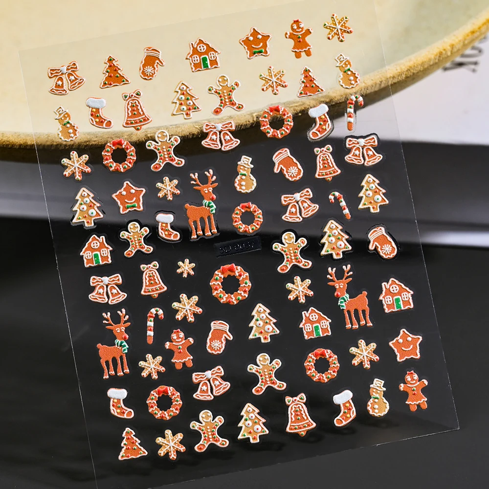 Top Trends: Christmas Gingerbread Man Snowflake 3D Nail Stickers Cute Cartoon Penguin Bell Xmas Sliders Decals Winter Nail Art Decorations Shoppable Styles