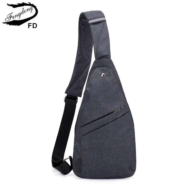 Top Trends: Fengdong Men Anti Theft Chest Bag Boy Ultra Thin Small Shoulder Bag For Mobile Phone Keys Crossbody Bags For Men Mini Bagpack Shoppable Styles