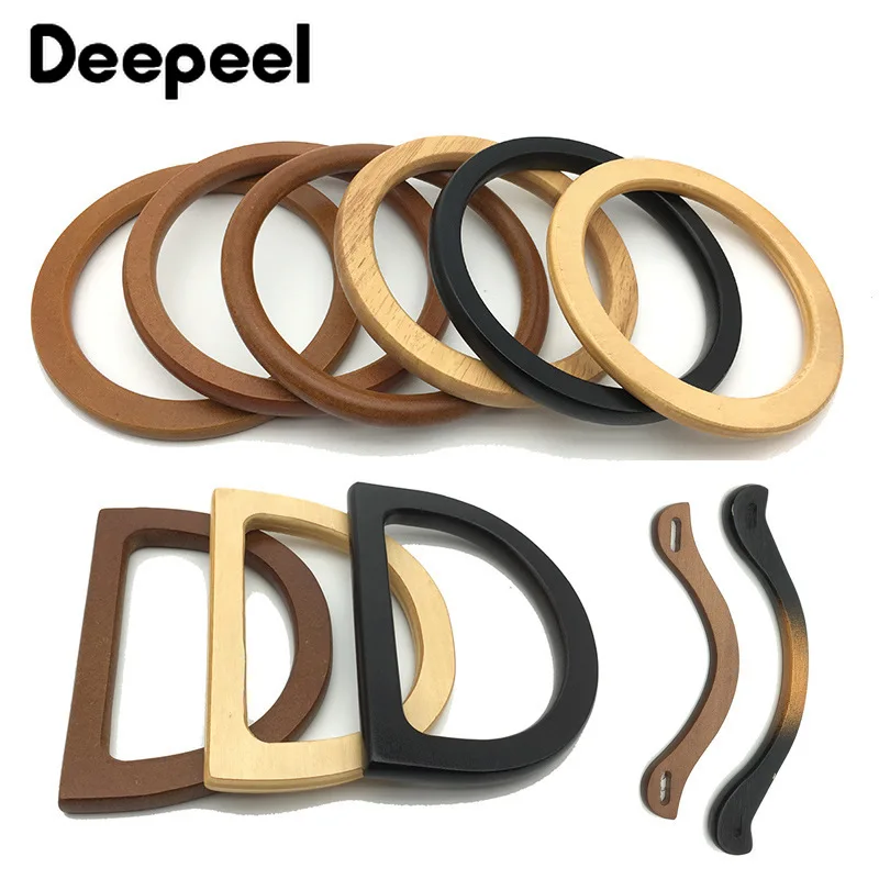 Top Trends: 1 / 2Pc Round D-shaped Wooden Bag Handle Metal Ring Handbag Handles Replacement DIY Purse Luggage Handcrafted Accessories For Bags Shoppable Styles