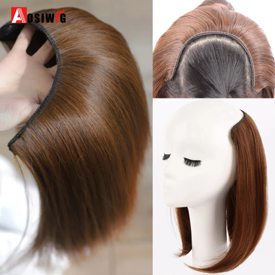 Top Trends: AOSIWIG Synthetic Straight U-Shaped Hair Pad Clips In Hair Extensions Invisible Seamless Fluffy Hair Natural Fake Hair Pieces Shoppable Styles