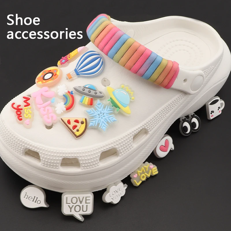 Top Trends: New Luminous Letters Rainbow Food Shoe Charms Set For Clog Sandals Decoration DIY Shoe Charm Pins For Men Women Kids Shoppable Styles - Image 5