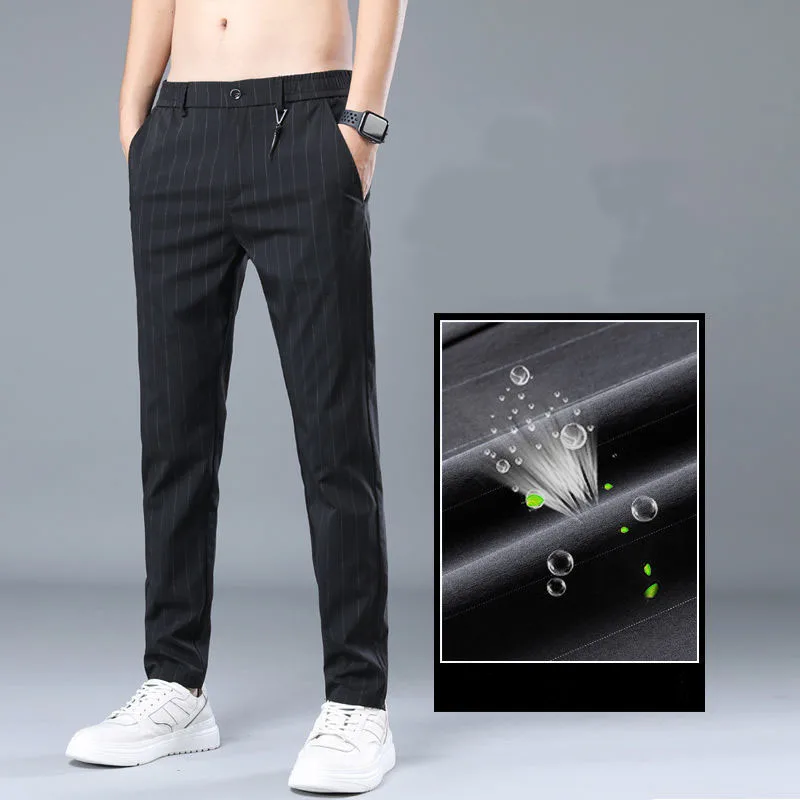 Top Trends: Spring Summer Men Thin Striped Business Suits Pants Streetwear Fashion Male Clothes Elastic Loose Casual Straight Trousers 28-38 Shoppable Styles - Image 3