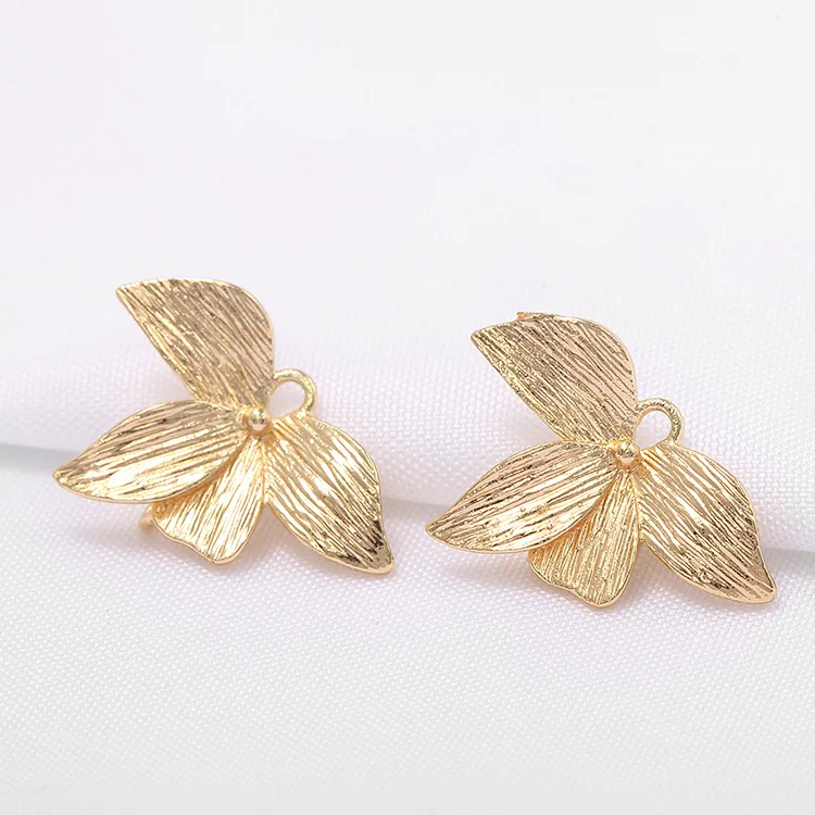 Top Trends: 14K Gold Plated Leaf Pendant Accessories For Earrings 2 Ring Connector Charms For Jewelry Making Components Shoppable Styles