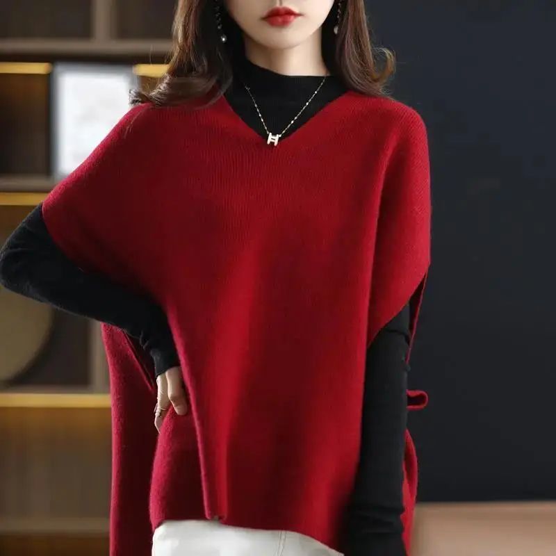 Top Trends: Stylish Korean Loose Knitted Sweater Vest Autumn Winter Sleeveless Female Clothing Casual V-Neck All-match Solid Color Jumpers Shoppable Styles