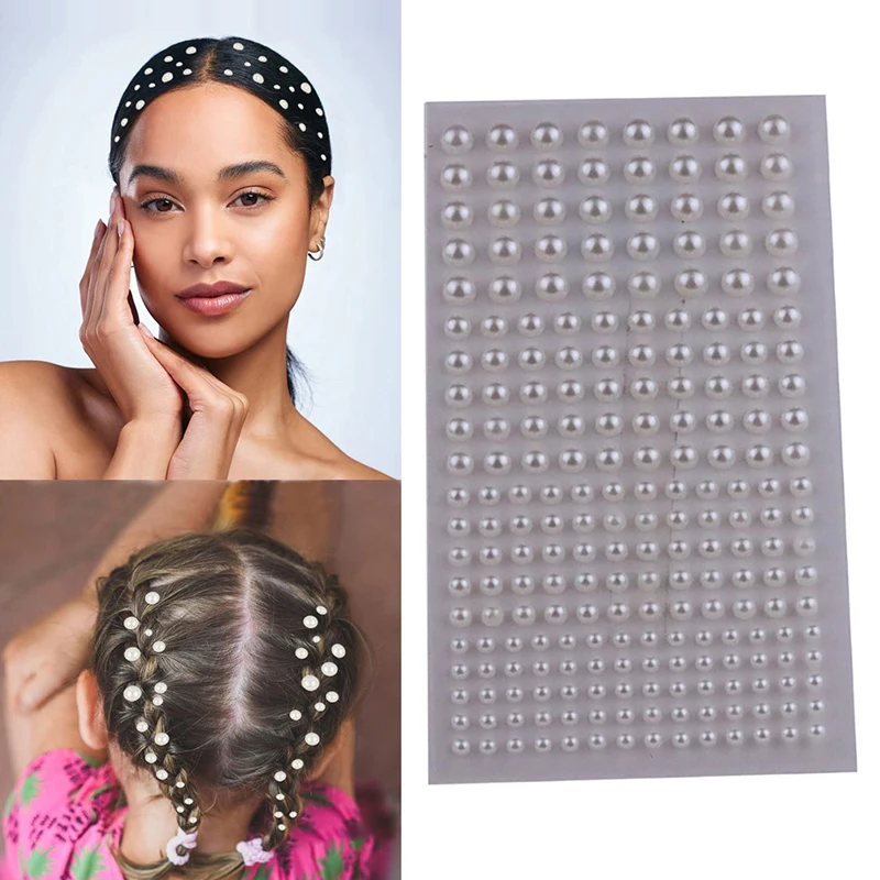 Top Trends: 220pcs Mix 3mm / 4mm / 5mm / 6mm Hair Pearls Stick On Self Adhesive Pearls Stickers Face Pearls Stickers For Hair Face Makeup Shoppable Styles