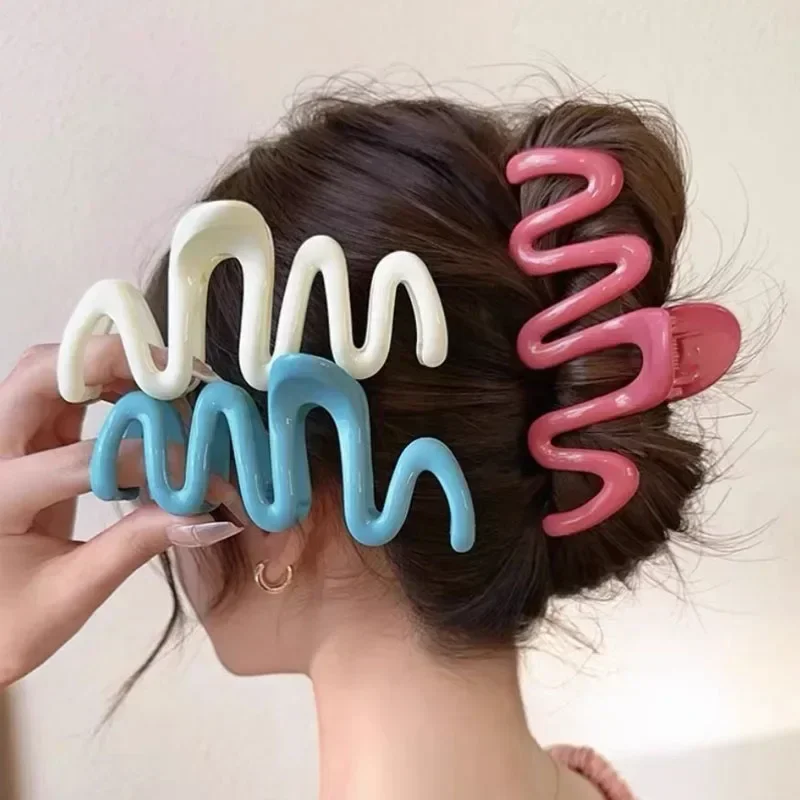 Top Trends: Acrylic Jelly Wave Hair Claw Y2k Hairpin Women Girls Fashion Sweet Simple Colorful Ponytail Hair Clip Headwear Accessories 2023 Shoppable Styles