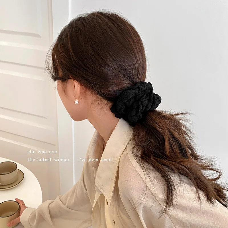 Top Trends: Newest Korean Woman Large Cream Puff Elastics Hair Band Solid Color Scrunchies Hair Ties Ladies Ponytail Hold Hair Accessories Shoppable Styles - Image 3