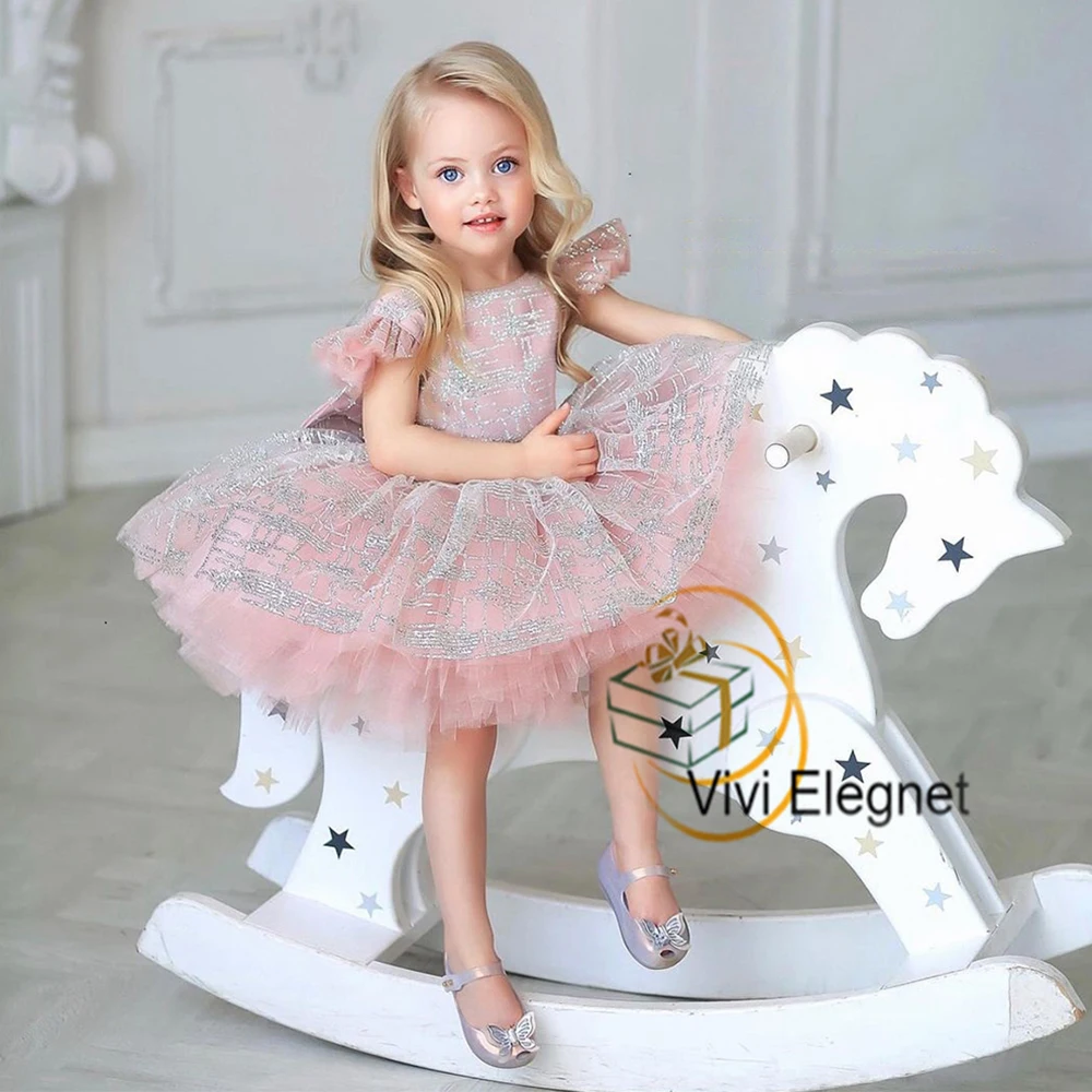 Top Trends: Charming Pink Scoop Flower Girls Dresses With Sequined Tiered فلور فتاة اللباس 2023 Summer Christmas Gowns Sleeveless Shoppable Styles