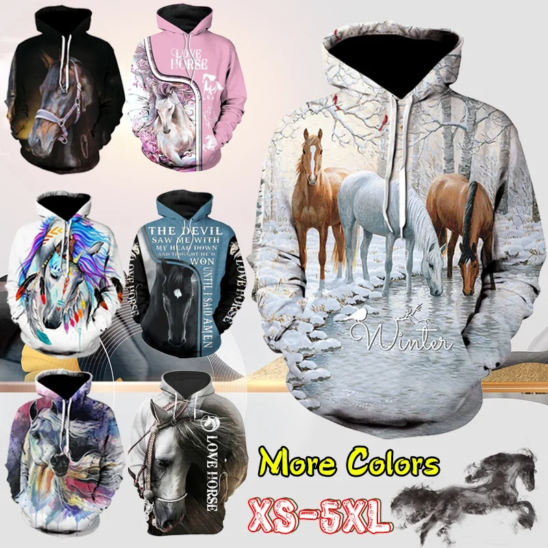 Top Trends: Horse 3D Printed Nylon Hoodies Men Women Casual Lightweight Breathable Long Sleeve Shirts Tops Ladies Pullover Sweatshirts Shoppable Styles