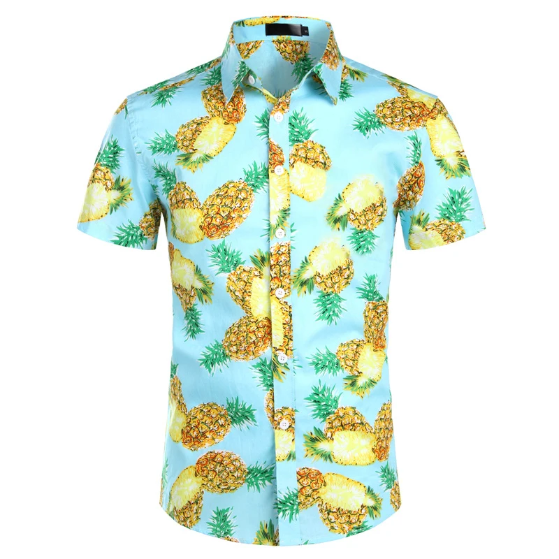 Top Trends: Summer Luxury Men's Shirt Pineapple Lapel Short-sleeved Print Hawaiian Shirts Loose Casual Fashion Oversized Tops Men's Clothing Shoppable Styles