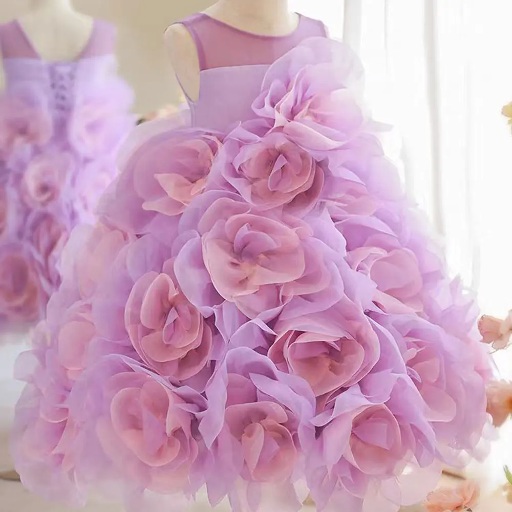 Top Trends: Jill Wish Luxury Arabic Elegant Lilac Girl Dress Flowers Princess Kids Wedding Birthday Party Ball Gown First Communion J223 Shoppable Styles - Image 2