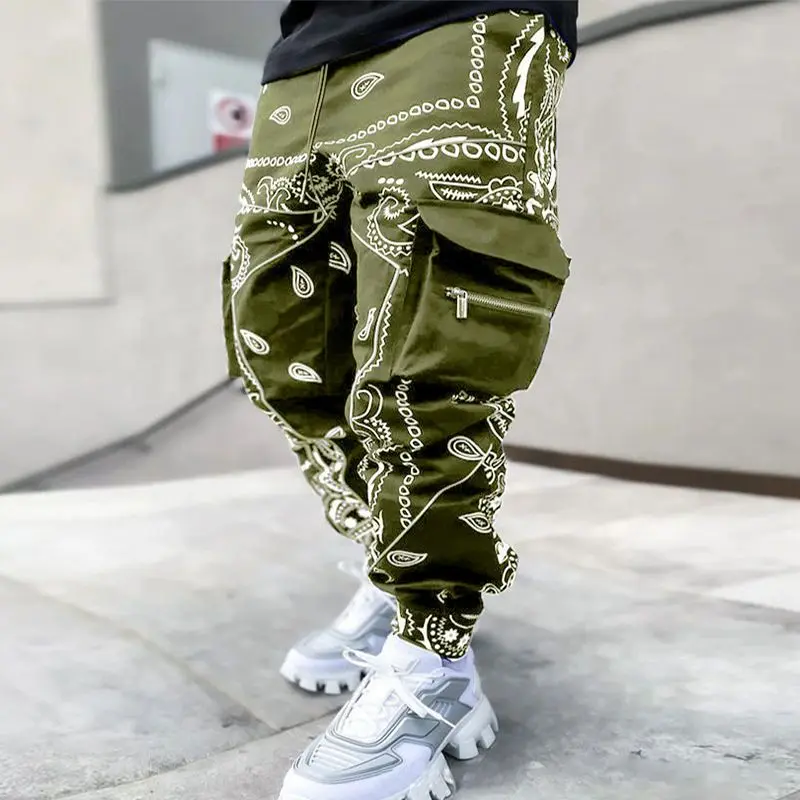 Top Trends: Spring Autumn New Fashion Printing Haren Pants Man High Street Casual Harajuku Drawstring Pockets Breathable All-match Trousers Shoppable Styles