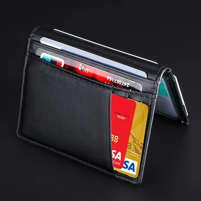 Top Trends: Men Minimalist Slim Credit Card Holder Wallet Male Genuine Leather Bank Card Purse Ultra Thin Mini Small Rfid ID Cardholder Shoppable Styles