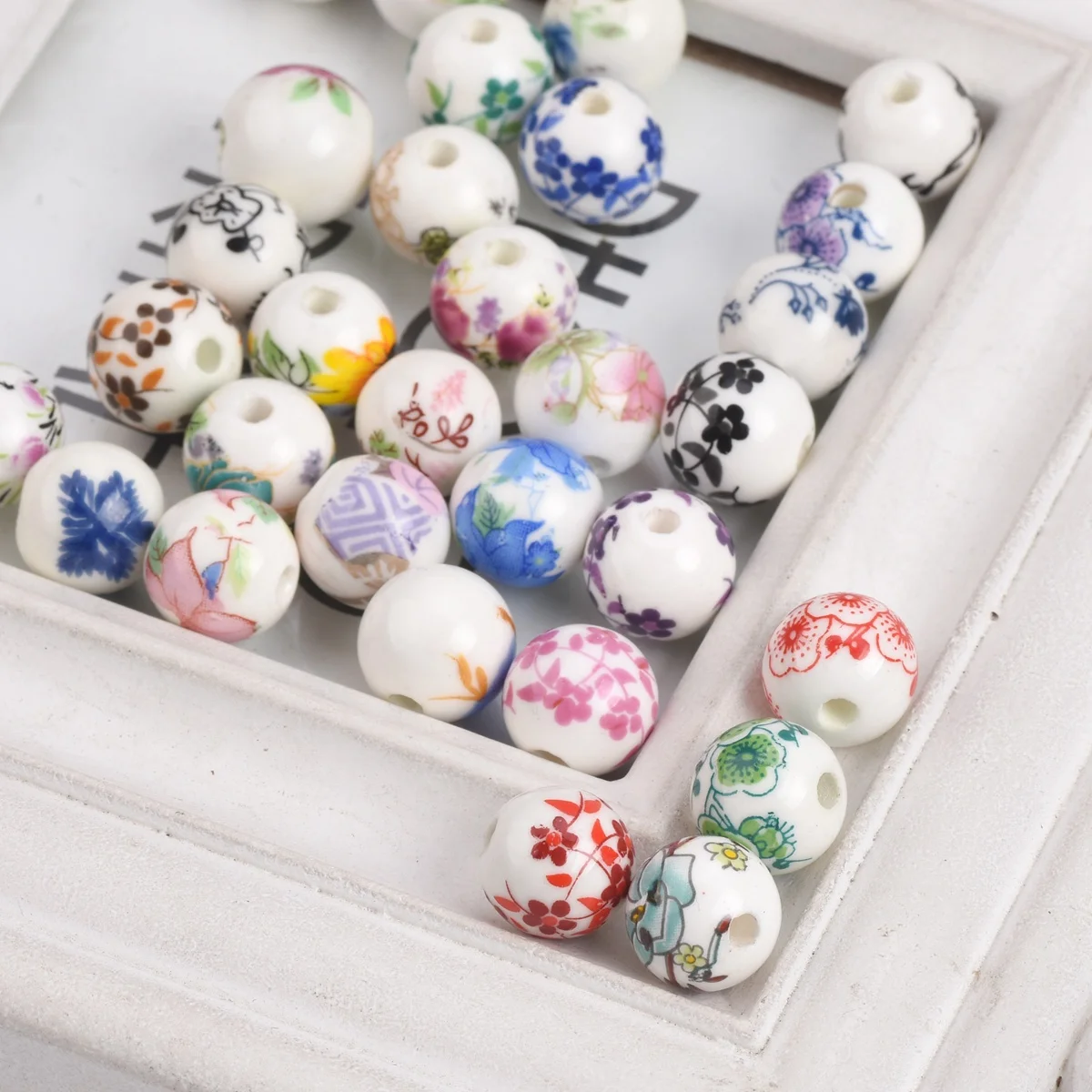 Top Trends: 10pcs 10mm 12mm Flower Patterns Round Ceramic Porcelain Loose Spacer Beads For DIY Crafts Bracelet Jewelry Making 1 #~44 # Shoppable Styles - Image 3