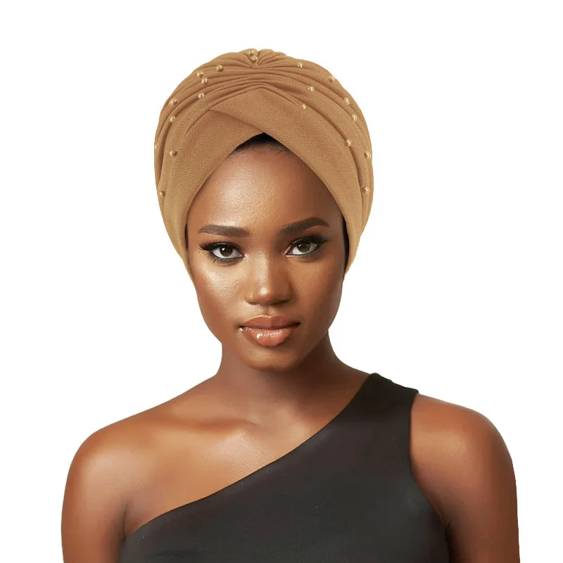 Top Trends: New Women Pearls Beaded Turban Hats Beanies Muslim Headwraps Ladies Hijab Stretch African Hair Loss Bonnet Chemo Cancer Cap Shoppable Styles - Image 6