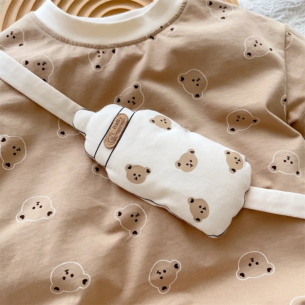 Top Trends: 2023 Summer New In Newborn Baby Boys Short Sleeve Bear Print 3D Feeder One-piece Infant Kids Overalls Toddler Bodysuits 0-24M Shoppable Styles - Image 2