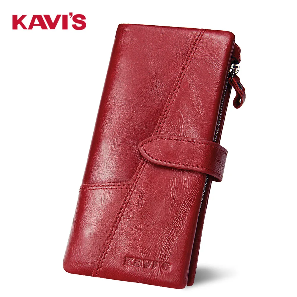 Top Trends: KAVIS Genuine Leather Women&#039;s Wallet Long Red Purses For Women Cowhide Phone Bag Card Holder Handbags For Women Shoppable Styles