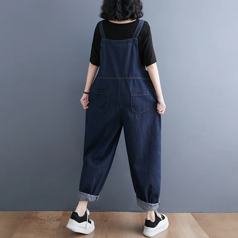 Top Trends: Loose Oversized Mom Jeans Overalls For Women Casual Streetwear Wide Leg Denim Jumpsuit Vintage Strap Dungarees Baggy Cargo Pants Shoppable Styles - Image 2