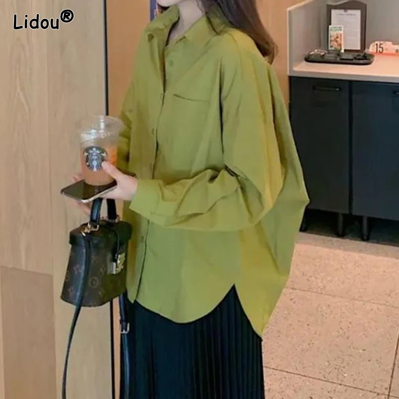 Top Trends: 2023 Women&#039;s Clothing Solid Blouses Button Simplicity Turn-down Collar Loose Elegant Fashion Spring Summer Thin Korean Casual Shoppable Styles