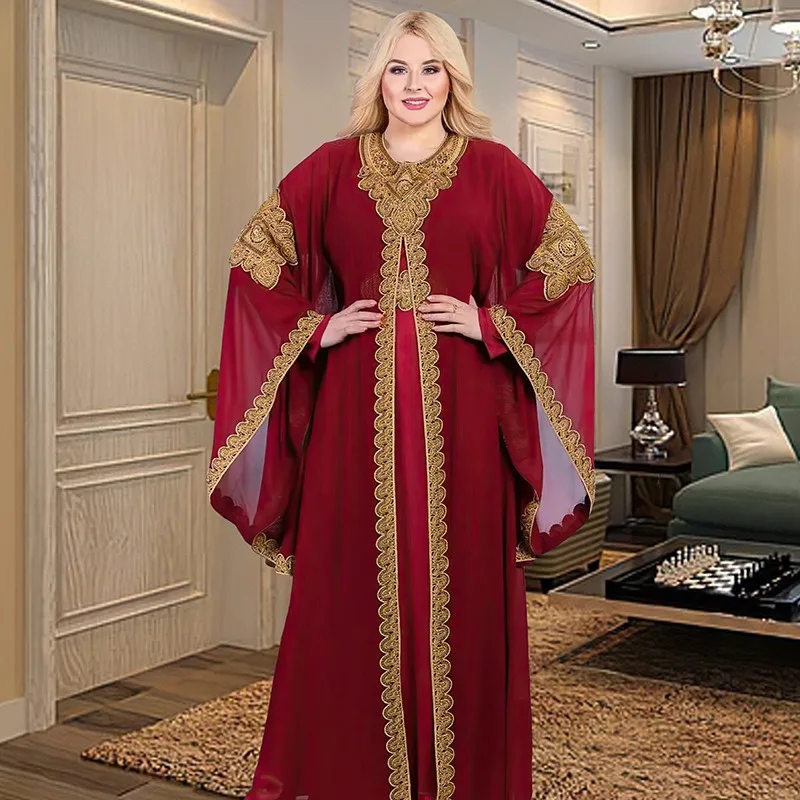 Top Trends: Kaftan Dubai Abaya Turkey Muslim Chiffon Maxi Dress Islam Clothing Elegant African Dresses For Women Boubou Robe Djellaba Femme Shoppable Styles