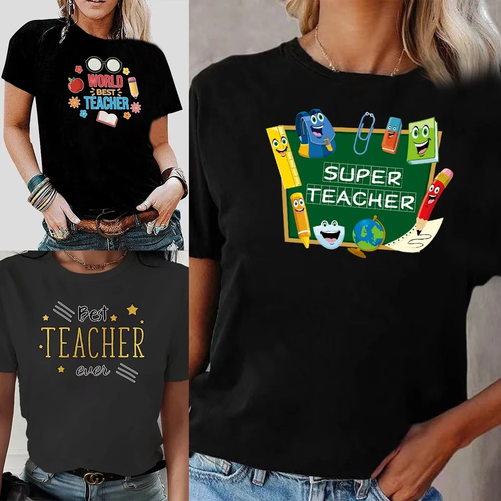 Top Trends: Fashion Tops Teacher Series Print Short-sleeved T-shirt Female Half-sleeved Summer Casual O-neck Tee XXS-5XL Clothing Streetwear Shoppable Styles