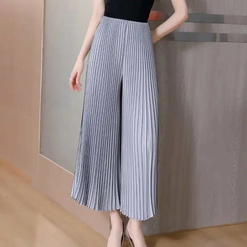 Top Trends: Elegant Vintage Women Oversized Pleated Pants Spring Summer Koreon Streetwear Fashion Big Size High Waist Casual Solid Trousers Shoppable Styles