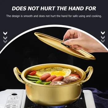 Korean Style Ramen Noodles gold Pot Aluminum Soup hot Pot Oxidized Coating  Noodles Mike Egg Soup Cooking golden Kitchen Cookware