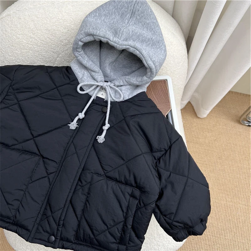 Top Trends: Children Cotton Padded Coats Winter Solid Plaid Warm Boys Girls Hooded Parka 1-8Years Kids Casual Quilted Jackets Shoppable Styles