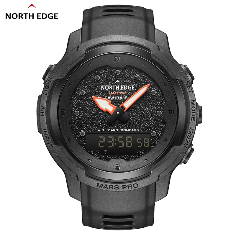 Top Trends: NORTH EDGE MARS Pro Men's Sports Digital Watch Military Army Carbon Fiber Case Watches Altimeter Barometer Compass Waterproo 50M Shoppable Styles