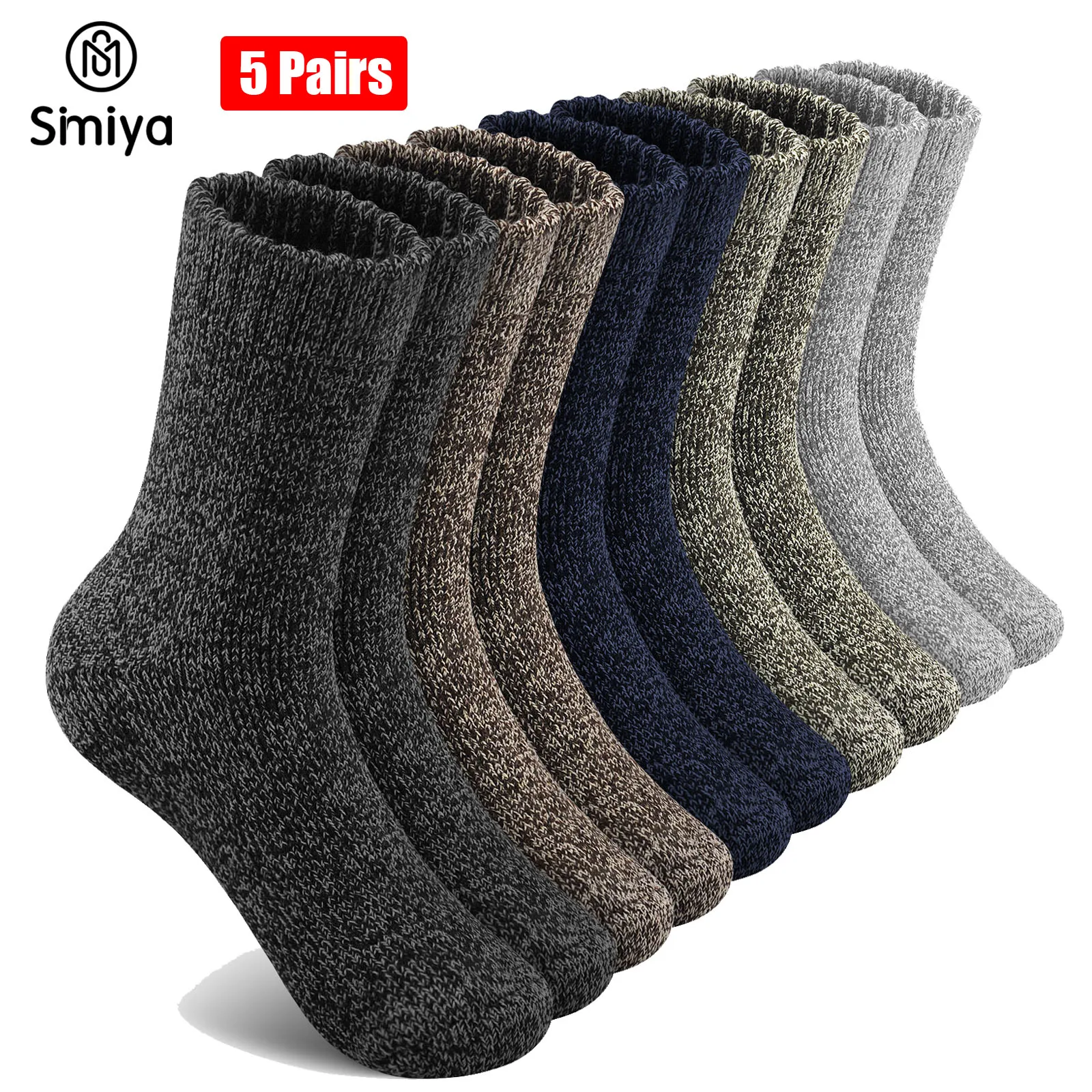 Top Trends: SIMIYA 5 Pairs Wool Socks Mens Thermal Hiking Socks Warm Winter Socks Soft Crew Socks Cotton Socks Against Cold US 7-13 Shoppable Styles