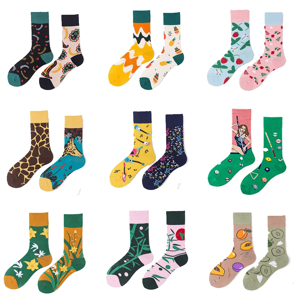 Top Trends: 1 Pairs Fashion Casual Harajuku Women And Men Funny Socks Fruit Food Beer Stripe Grid Dress Cotton Socks Men Funny Socks Shoppable Styles