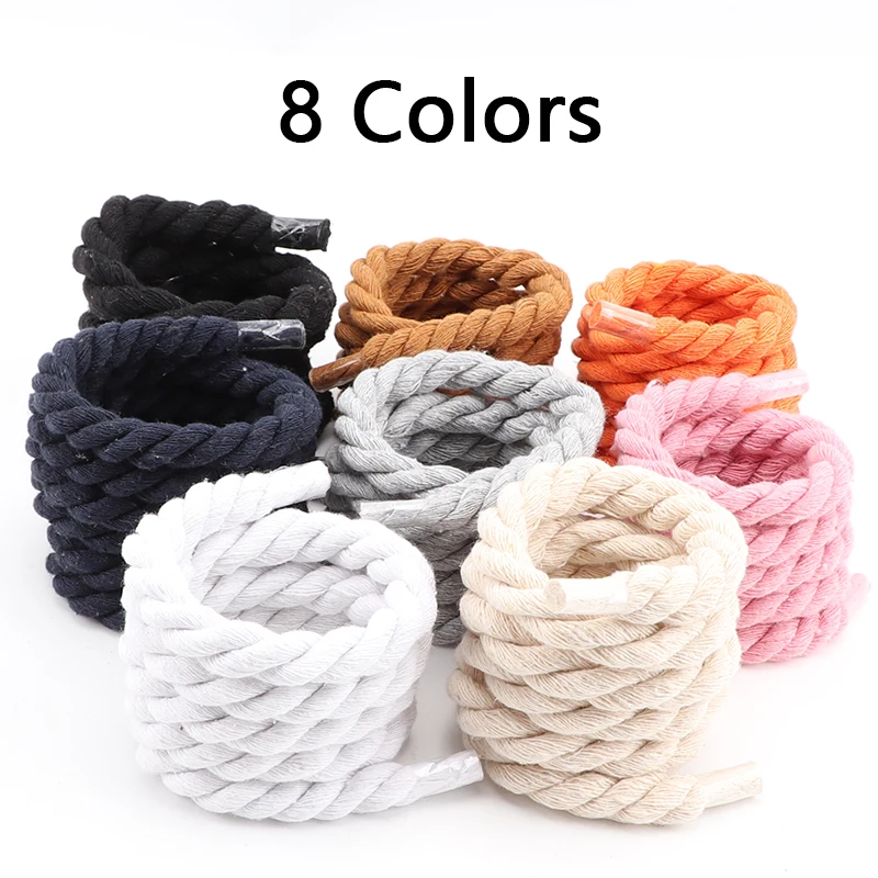 Top Trends: New Fashion Bold 10MM Width Round Linen Shoelaces For Sneakers Suitable Board Shoes Canvas AF1 / AJ Round Shoes Boot Shoelace Shoppable Styles