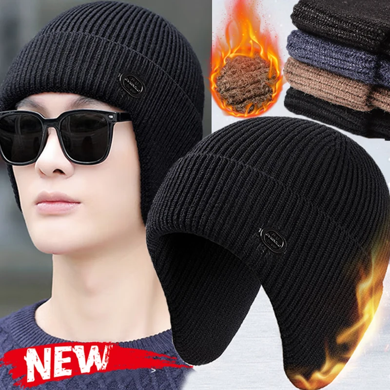 Top Trends: Windproof Ear Protection Winter Earmuff Cap Men Outdoor Running Ski Knitted Hat Warm Skullies Beanies Women Earflaps Bonnet Hats Shoppable Styles