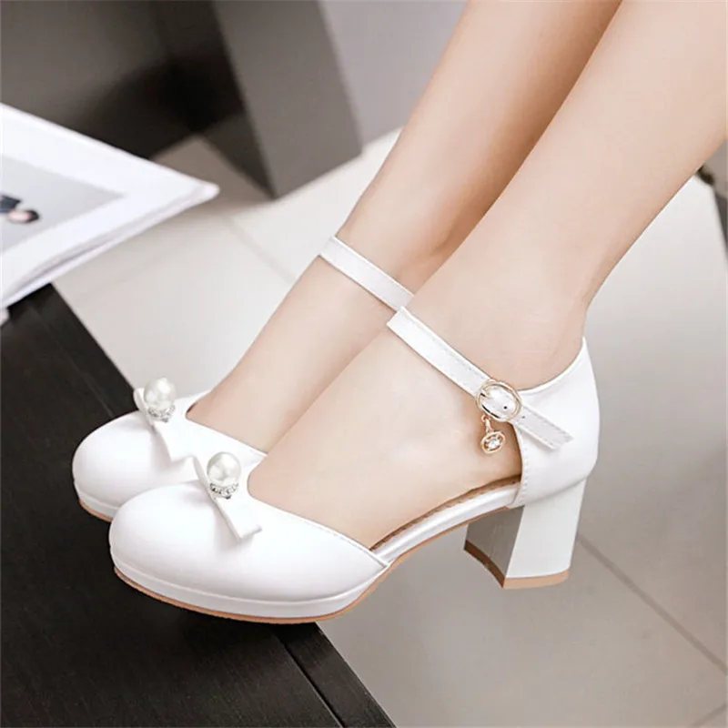 Top Trends: Summer PU Leather Princess Girls Wedding Party Shoes Bow Knot Woman High Heeled Shoes Big Girls Party Dance Leather Sneakers Shoppable Styles