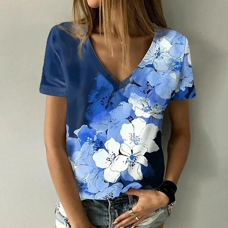 Top Trends: Fashion T-shirts For Women 3d Flower Printed Tops Tees Summer Women's Tshirt Vintage Short Sleeves Top Women's Oversize T-shirt Shoppable Styles - Image 5