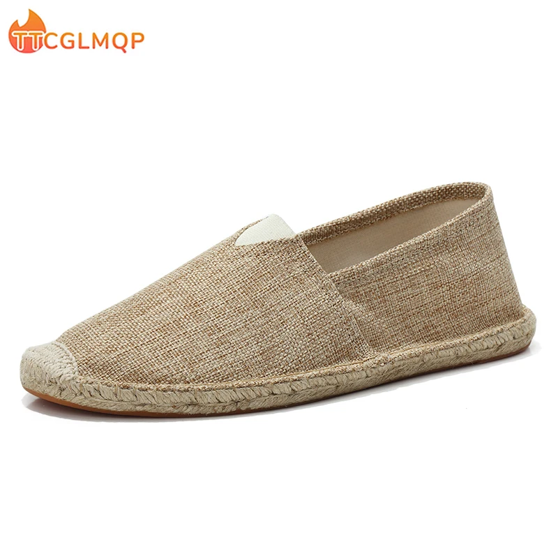 Top Trends: 2022 Summer New Men's Linen Casual Shoes Handmade Weaving Fisherman Shoes Fashion Casual Flat Espadrilles Driving Shoes Big Size Shoppable Styles - Image 2