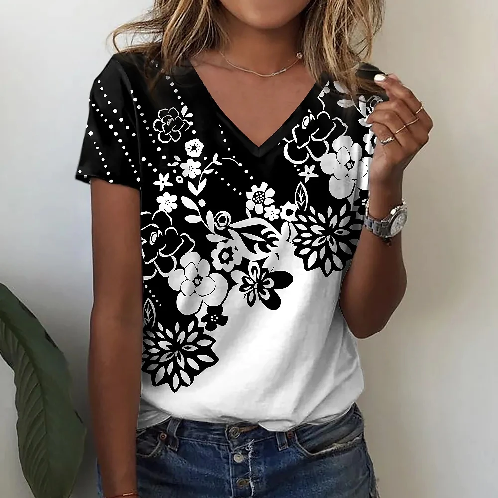 Top Trends: Summer T-shirt Womens Floral Print Short Sleeve Tops Casual Everyday Sweatshirts Fashion Ladies T-shirts Plus Sized Y2k Clothes Shoppable Styles