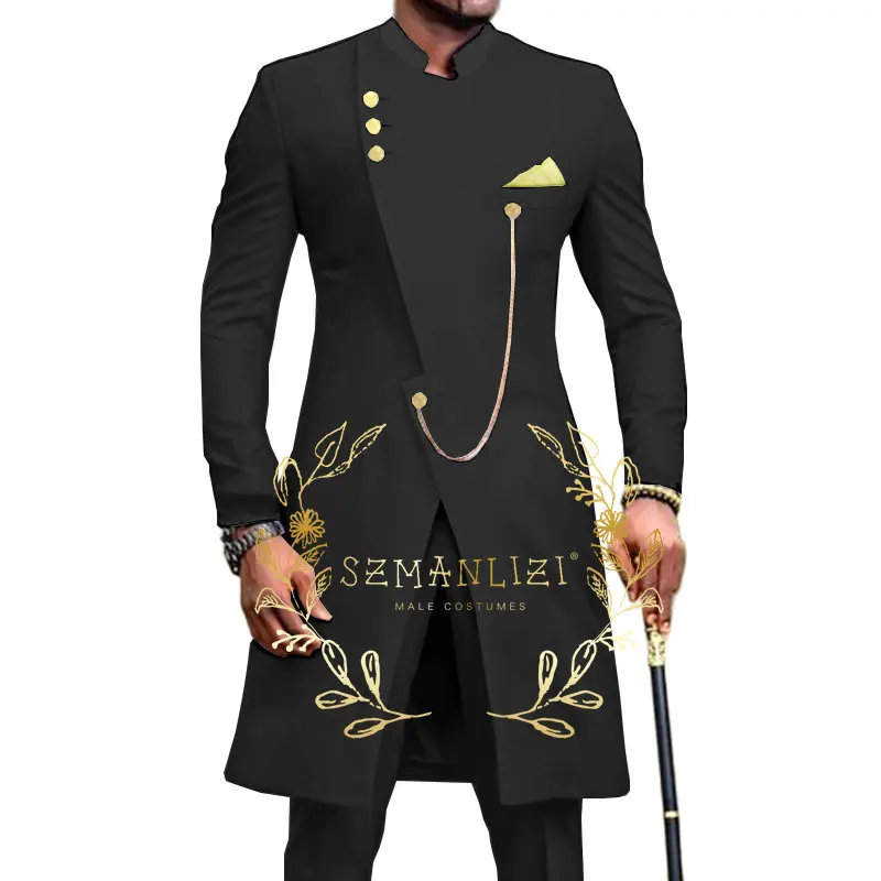 Top Trends: SZMANLIZI 2023 African Design Slim Fit Men Suits For Wedding Groom Tuxedos Black Suits Best Man Prom Party Blazer Pant Shoppable Styles