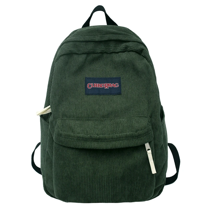 Top Trends: Corduroy Backpacks Solid Color Green School Bags For Teenage Girls Simple Soft Cloth Satchels 100% Cotton Korea Packages Shoppable Styles