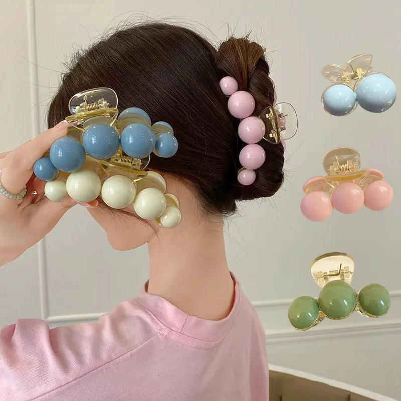 Top Trends: Korean Elegant Big Pearls Hair Claw For Women Back Hair Hold Toothed Hair Claw Clip Sweet Hair Decorate Fashion Hair Accessories Shoppable Styles