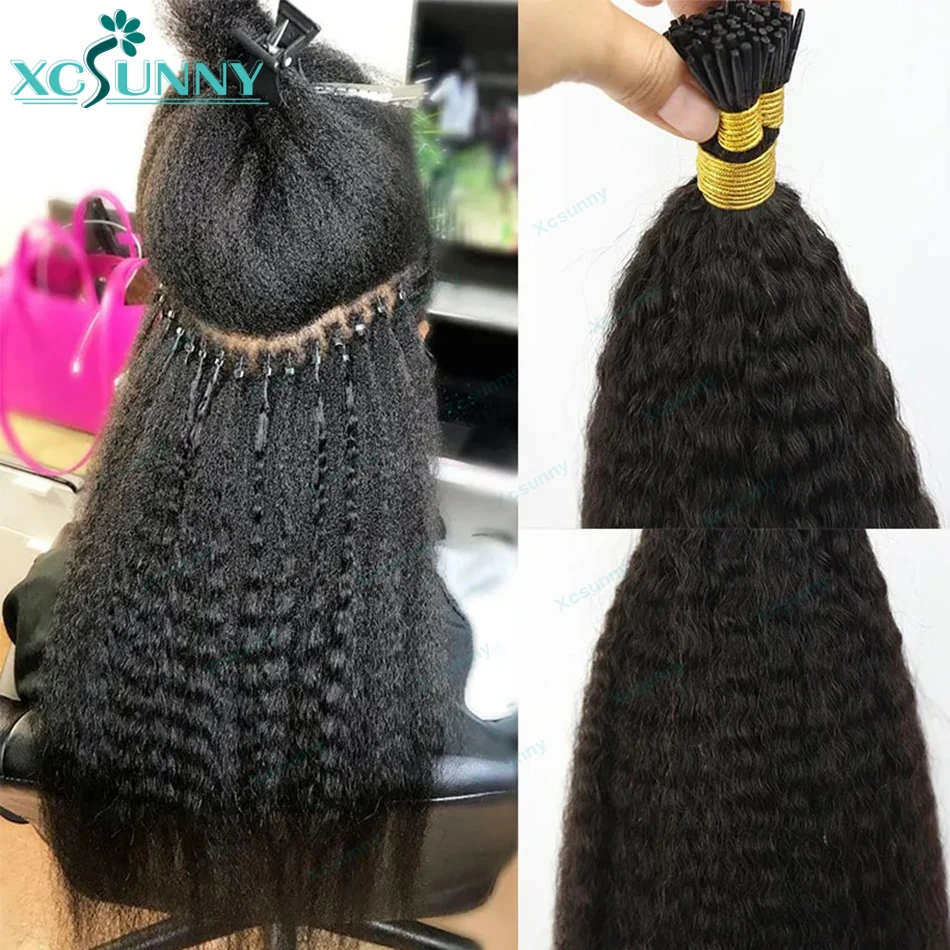 Top Trends: Kinky Straight I Tip Hair Extension Human Hair Burmese Itip Human Hair Stick Tip Hair Extensions For Women Wholesale Shoppable Styles